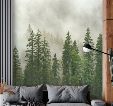 Fotomurale foresta vista nella nebbia - TenStickers