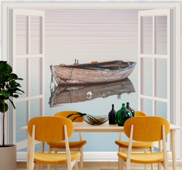 Fotomurale lago riflesso di barca rustica - TenStickers