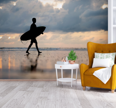Fotomurale mare sagoma del surfista - TenStickers