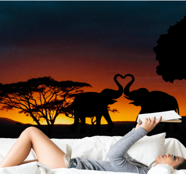 Fotomurale paesaggi Coppia di cuori di elefante - TenStickers