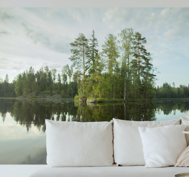 Fotomurale paesaggi riflesso di una foresta serena - TenStickers
