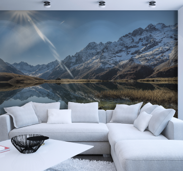 Fotomurale paesaggi Wallmural nebbioso del lago e della montagna - TenStickers