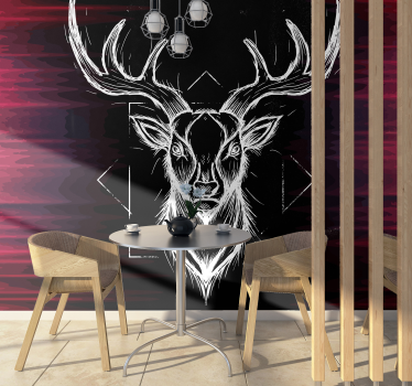 Fotomurale per ingresso volto di cervo stilizzato - TenStickers