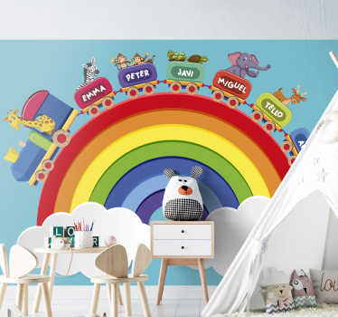 Fotomurale per neonato avventura del treno arcobaleno - TenStickers