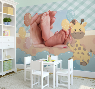 Fotomurale per neonato giraffa con immagine personalizzata - TenStickers