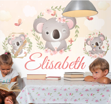Fotomurale personalizzato gioia della famiglia koala - TenStickers