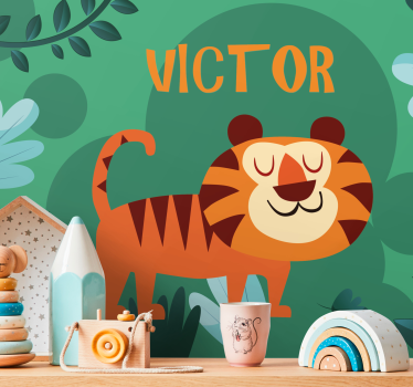 Fotomurale personalizzato personaggio tigre amichevole - TenStickers
