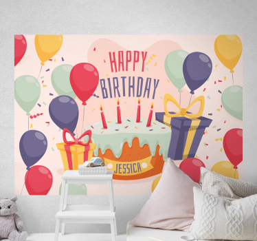 Fotomurale personalizzato torta di compleanno - TenStickers