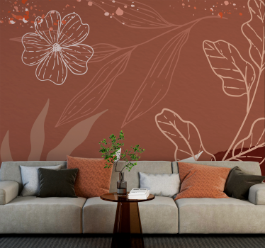 Fotomurale terracotta design minimalista delle foglie - TenStickers