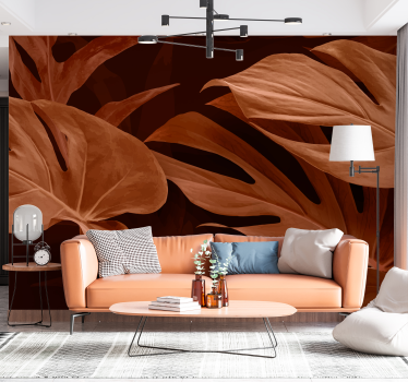 Fotomurale terracotta foglie grandi e dense - TenStickers