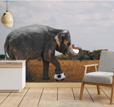 Fotomurali animali diversi elefante che gioca a calcio - TenStickers