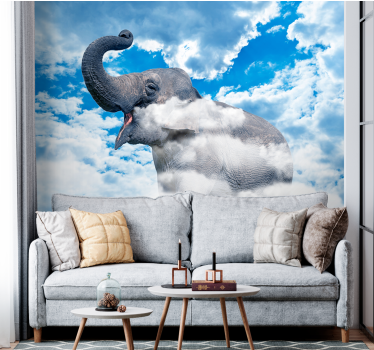 Fotomurali animali diversi elefante tra le nuvole - TenStickers