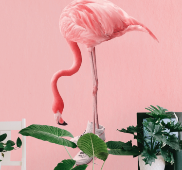Fotomurali animali diversi flamingo in sneakers - TenStickers