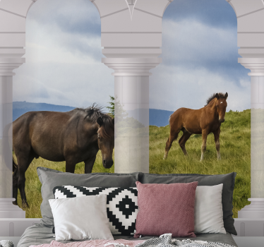 Fotomurali animali diversi vista maestosa dei cavalli - TenStickers