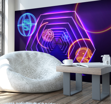 Fotomurale 3d Sfere nel tunnel - TenStickers