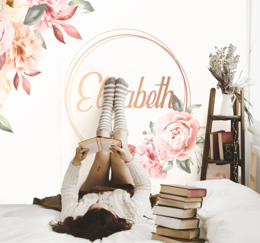 Fotomurale Cornice di fiori con nome - TenStickers