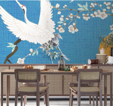 Fotomurali leone fiori di gru eleganti - TenStickers
