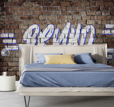 Fotomurale per camerette ragazzi graffiti in mattoni con nome - TenStickers
