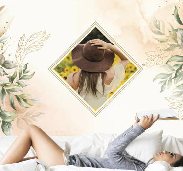 Fotomurali persone donna con cappello di girasole - TenStickers