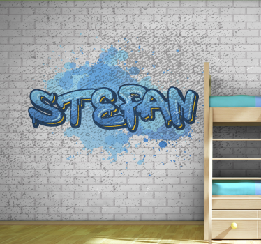 Fotomurale graffiti blu e nome personalizzabile - TenStickers