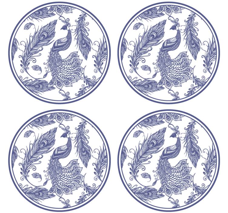 Sottobicchiere  tema piastrelle Pavone delftware - TenStickers