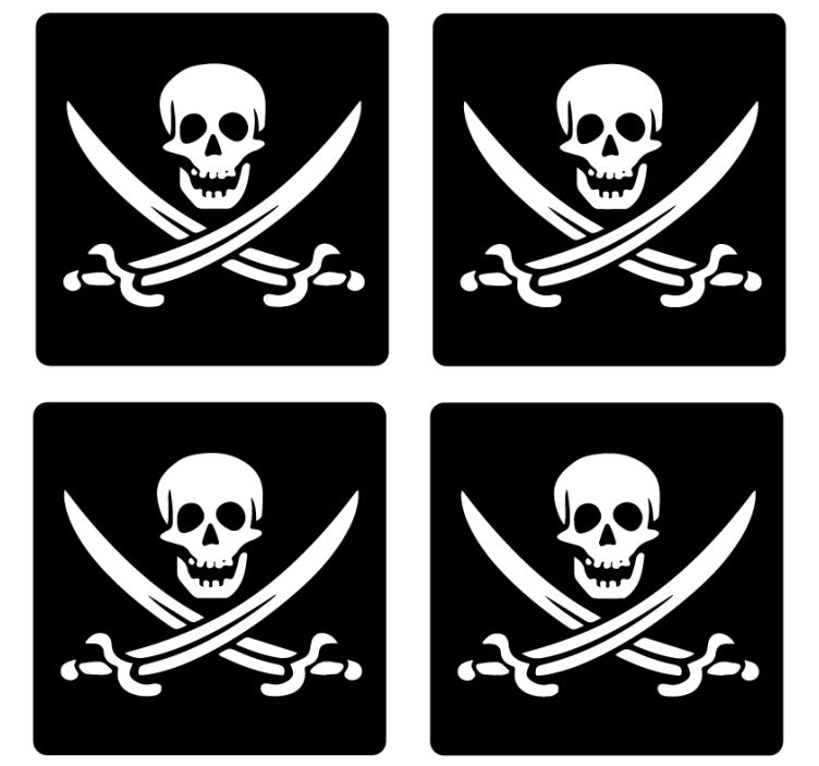 Sottobicchiere  tema frikis Pirata jolly roger - TenStickers