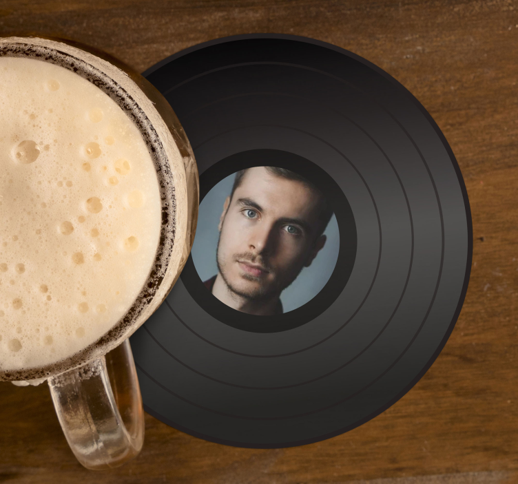 Sottobicchiere moderno disco con fotografia - TenStickers