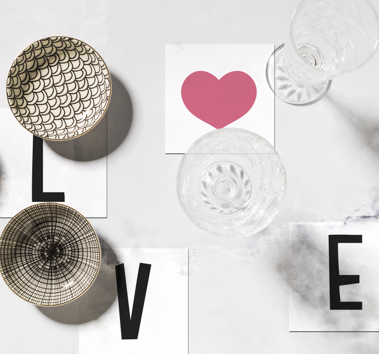 Sottobicchiere  personalizzato con frase amore - TenStickers