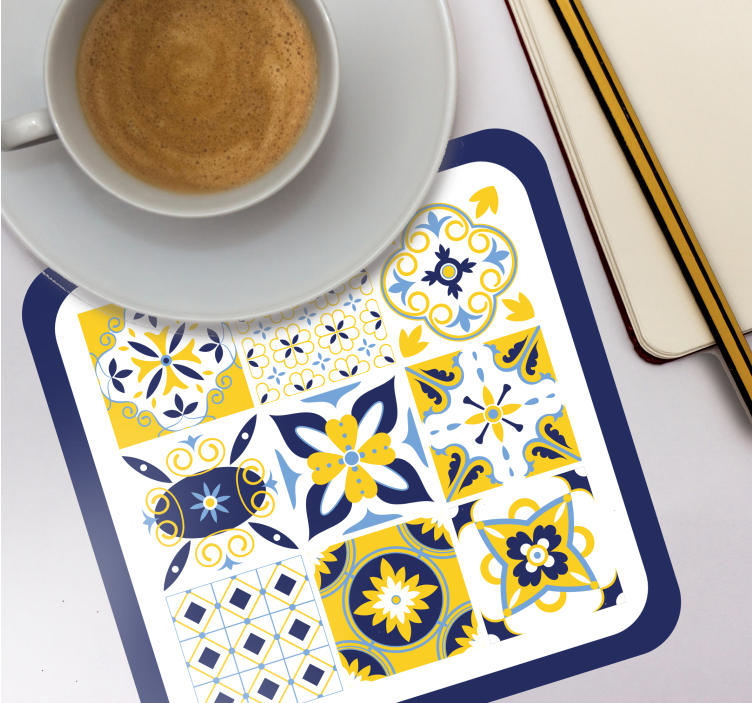 Sottobicchiere  tema piastrelle Stile portoghese blu - TenStickers