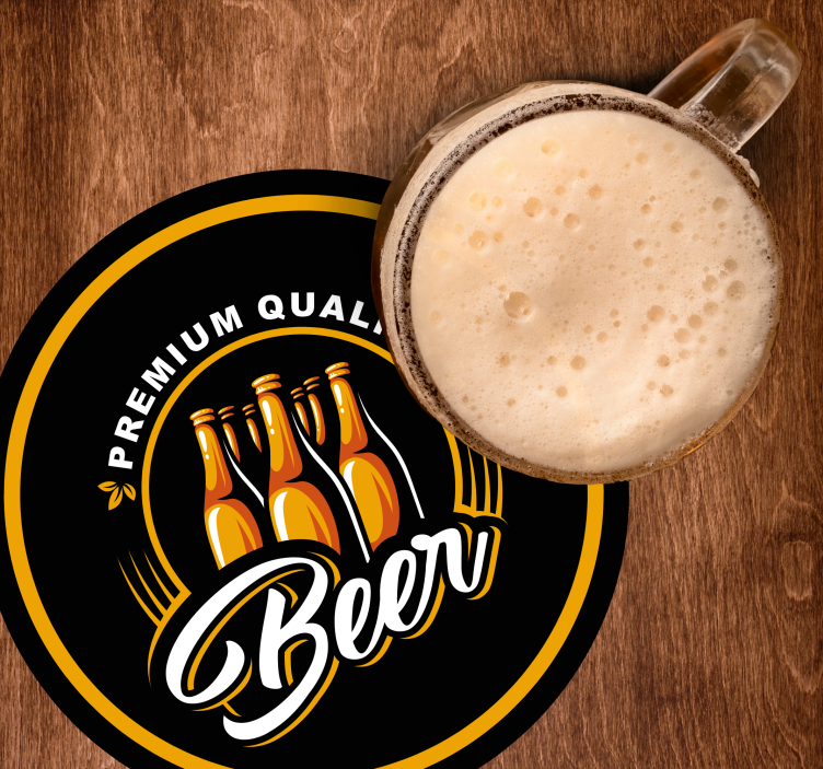 Sottobicchieri birra emblema bevande di qualità premium - TenStickers