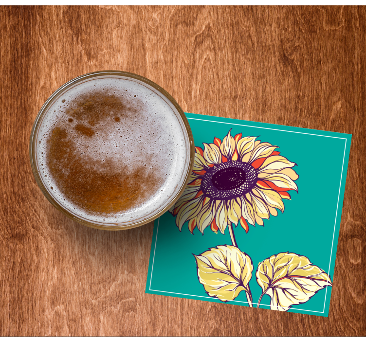 Sottobicchieri birra illustrazione girasole vibrante - TenStickers