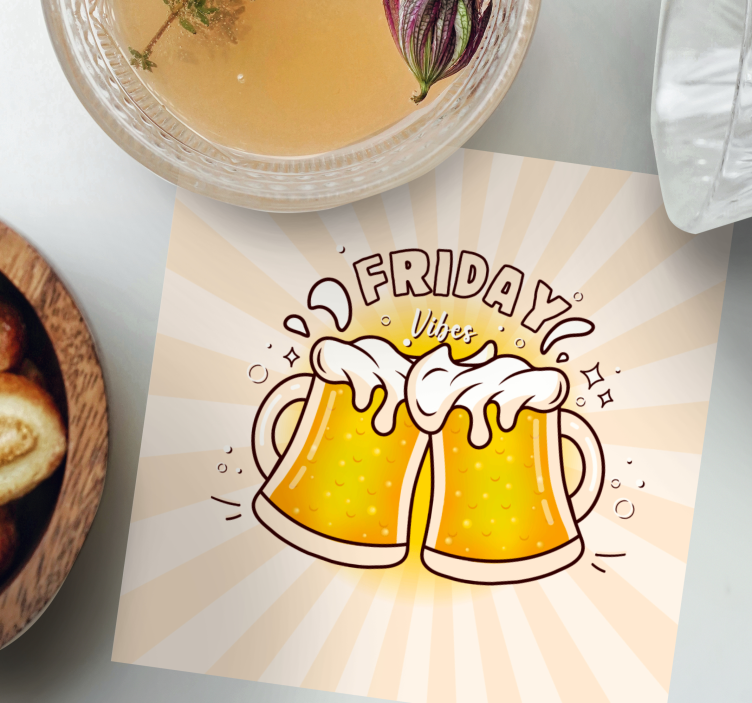 Sottobicchieri birra saluti al divertimento del venerdì - TenStickers