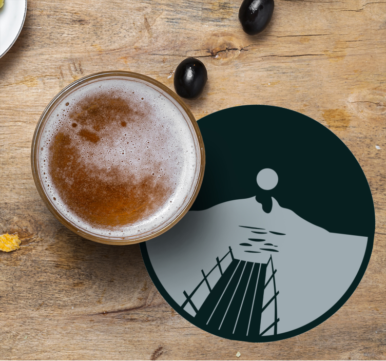 Sottobicchieri birra tramonto sull'acqua - TenStickers