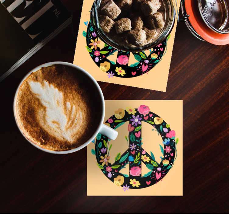 Sottobicchieri con frase simbolo di serenità botanica - TenStickers