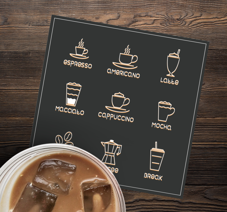 Sottobicchieri con frase tabella caffè e bevande - TenStickers