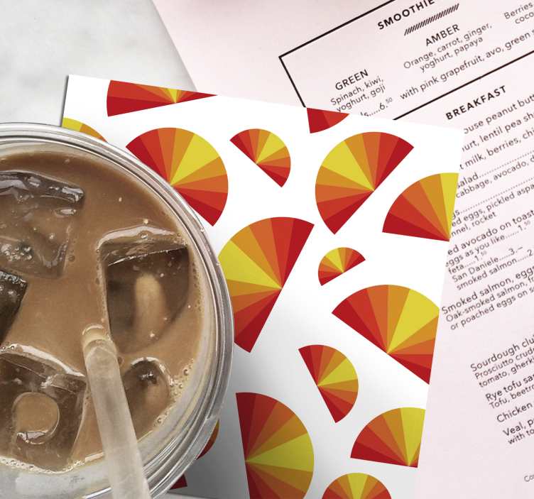 Sottobicchieri con motivi a ventaglio geometrici - TenStickers