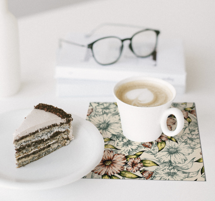 Sottobicchieri con motivi arte floreale - TenStickers