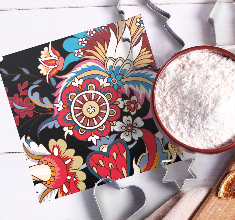 Sottobicchieri con motivi composizione floreale vivace - TenStickers