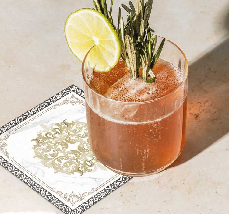 Sottobicchieri con motivi elegante barocco dorato - TenStickers