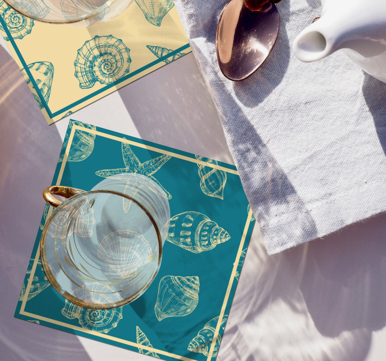 Sottobicchieri con motivi elementi a conchiglia - TenStickers