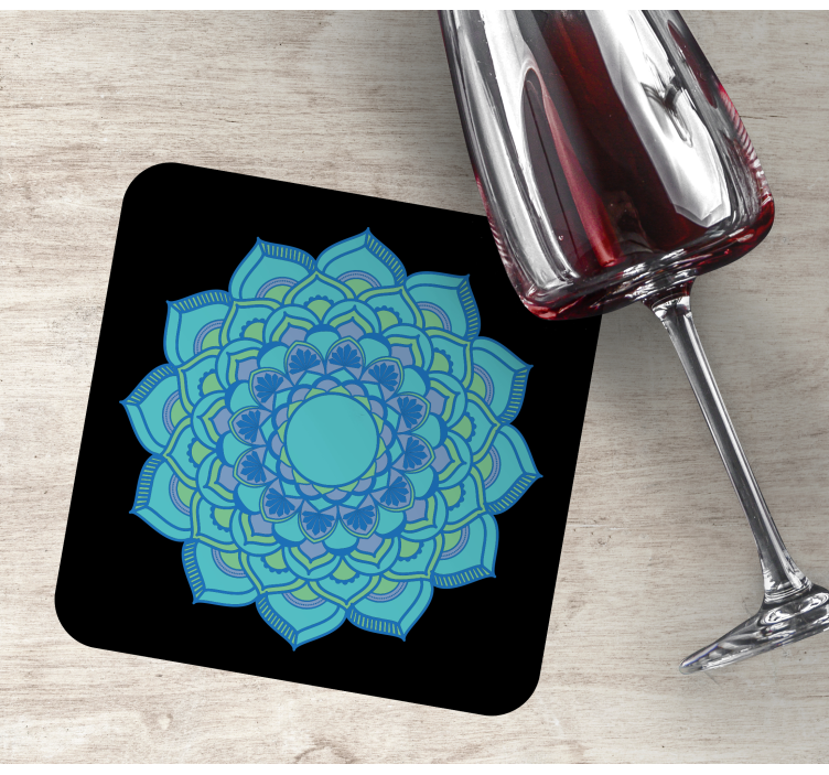 Sottobicchieri con motivi floreali blu intricati - TenStickers