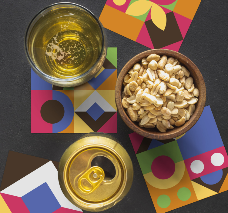 Sottobicchieri con motivi forme geometriche colorate - TenStickers