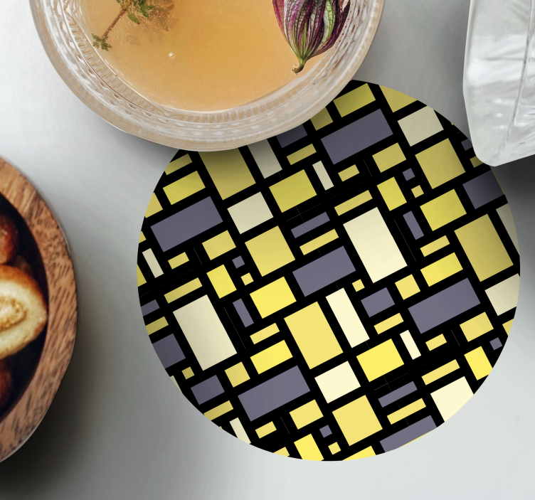 Sottobicchieri con motivi geometrici giallo e grigio - TenStickers