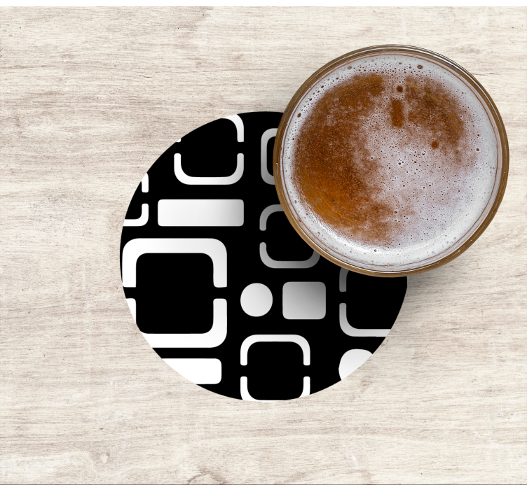 Sottobicchieri con motivi geometrici neri - TenStickers