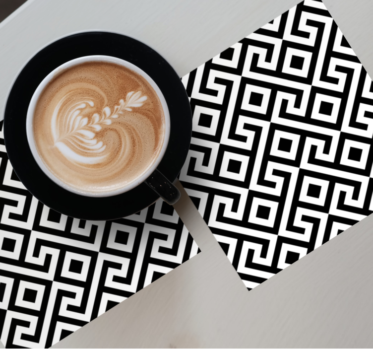 Sottobicchieri con motivi geometrico bianco e nero - TenStickers