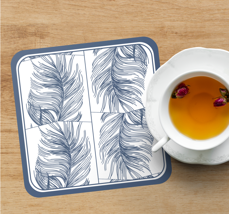 Sottobicchieri con motivi motivo piuma elegante - TenStickers