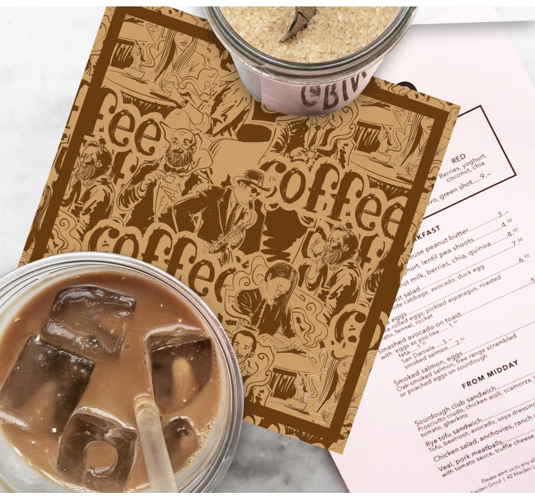 Sottobicchieri con motivi personaggi del caffè vintage - TenStickers