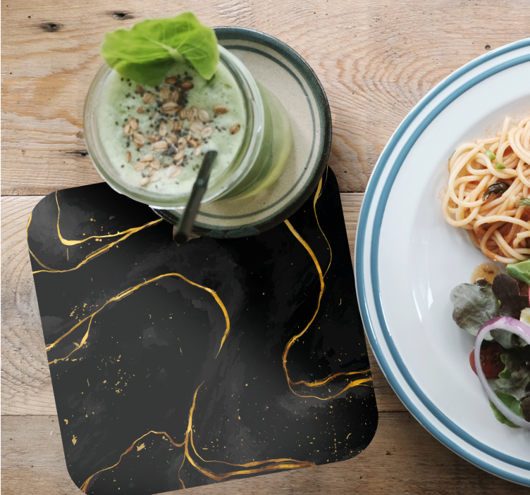 Sottobicchieri con motivi vortice nero e oro - TenStickers