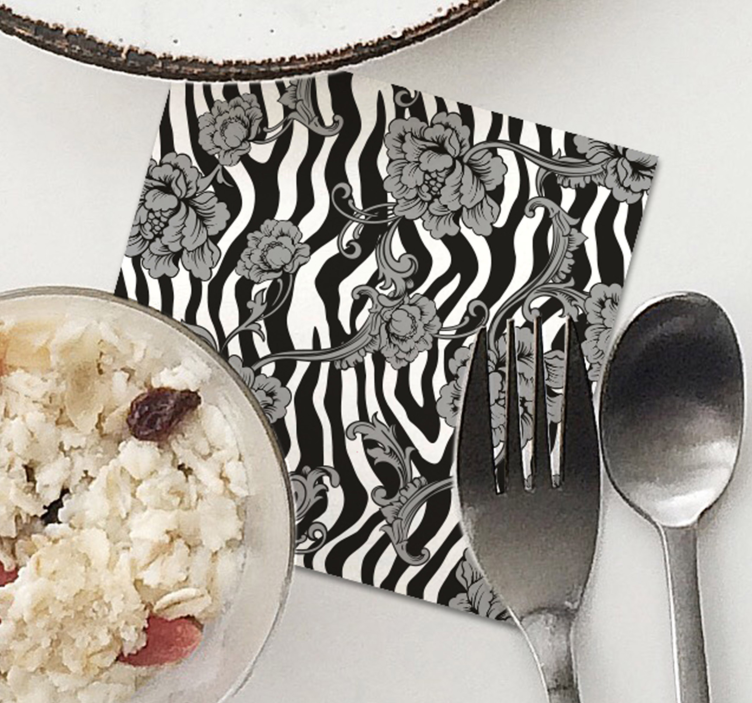 Sottobicchieri con motivi zebra floreale - TenStickers