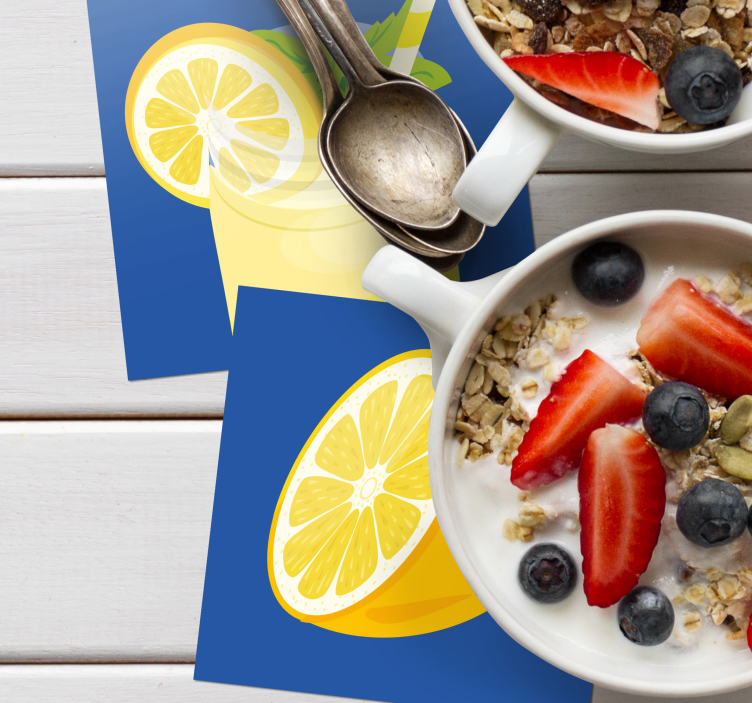 Sottobicchieri effetto piastrella bevanda limone fresca - TenStickers